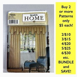 Simplicity Home Pattern 7885, for Panels & Valances, Uncut, Factory Folded